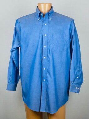Brooks Brothers Button Down Dress Shirt Sz 16.5-32/33 Blue Preppy Old Money